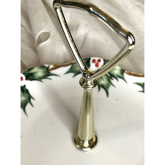 Lefton China Winter Holly Berry Handpainted Candy Mint & Tidbit Tray 1950s VTG - Picture 9 of 10